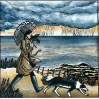 femme avec parapluie