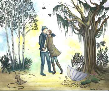 dessin d'un couple s'embrassant