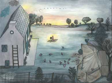 dessin d'une ferme