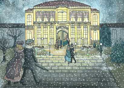 dessin d'un manoir